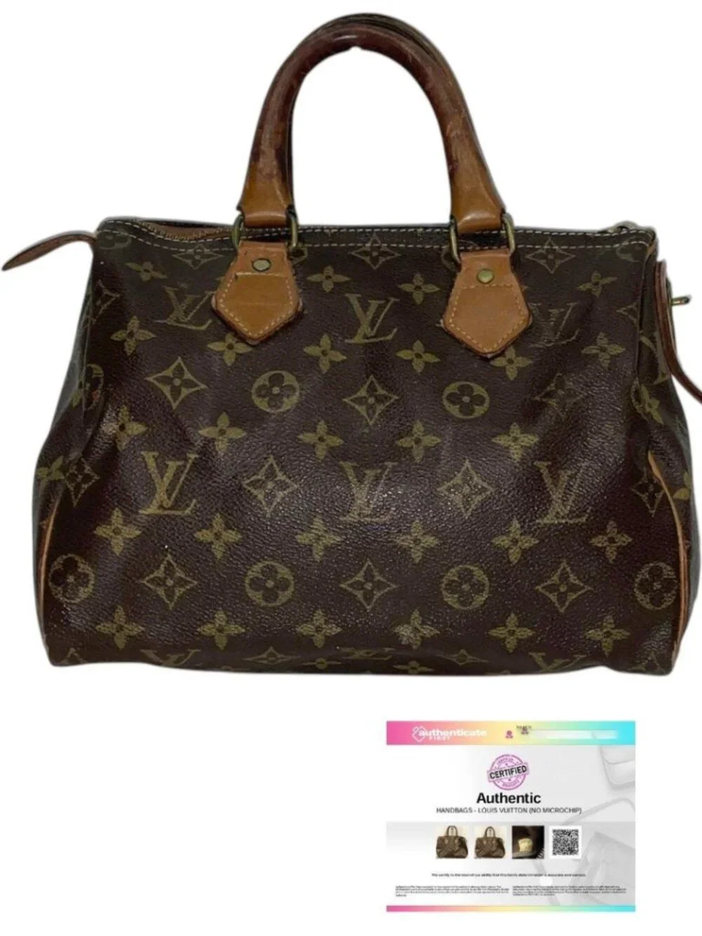 Authentic Vintage Louis Vuitton Speedy 30 Monogram Boston Satchel Bag w/ COA